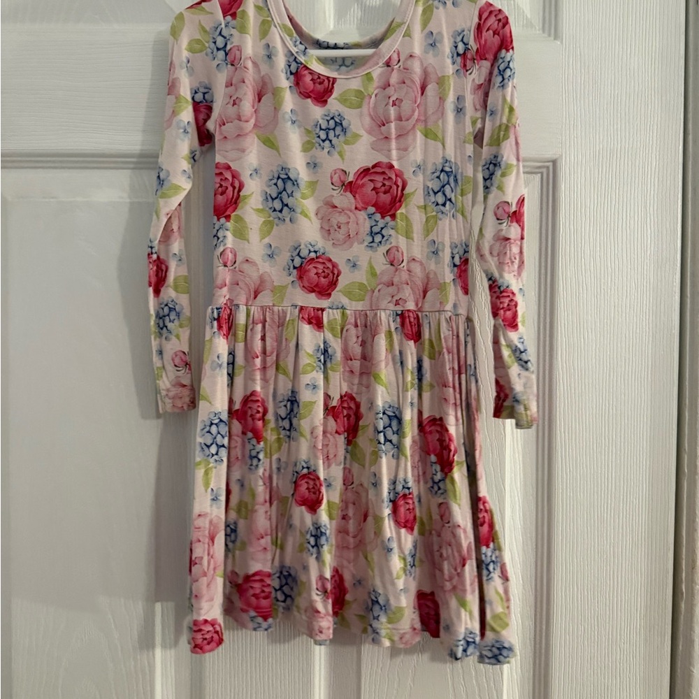 Charming Floral Kids Dress with Long Sleeves